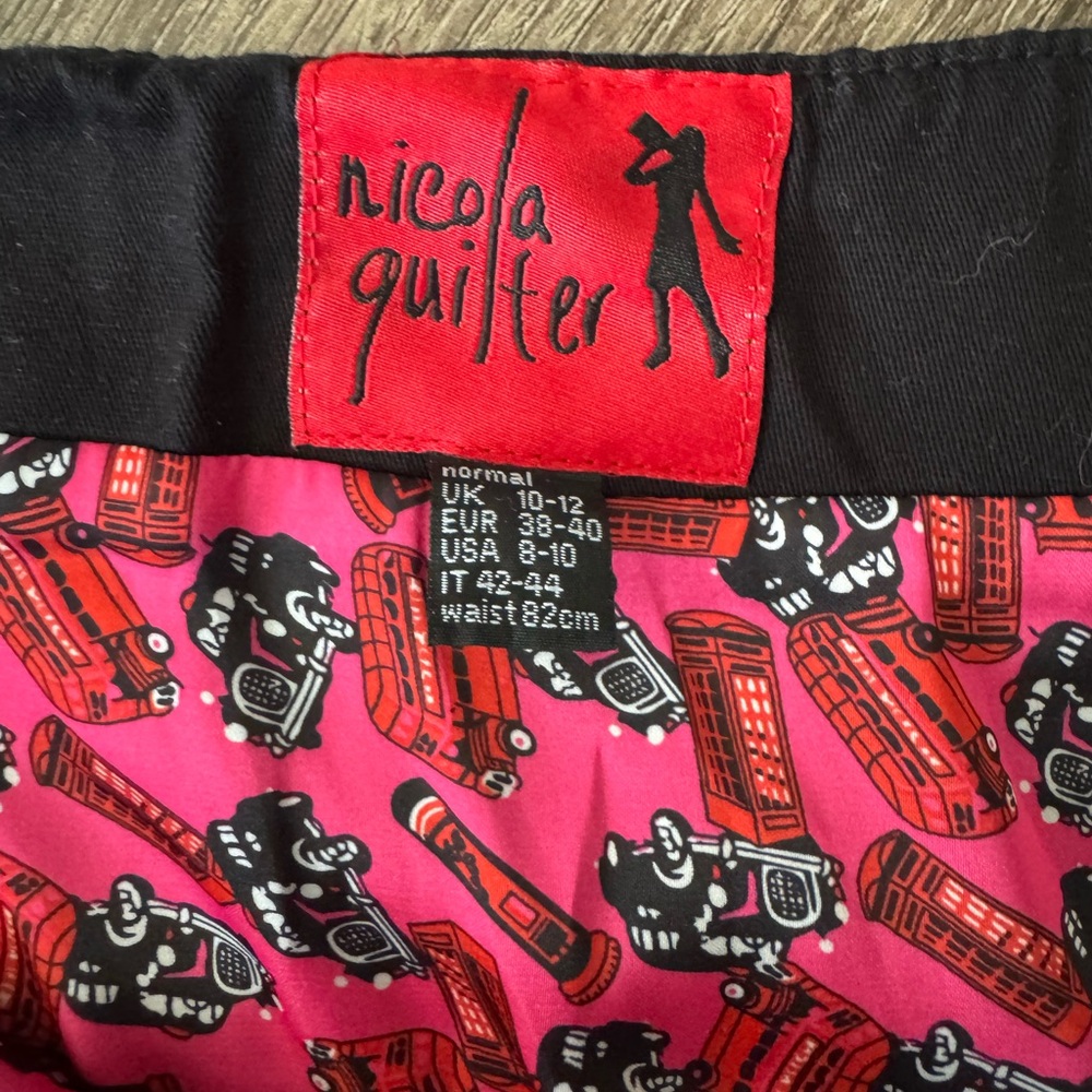 Black A-Line Skirt with Embroidered Tulips - Picture 5 of 5